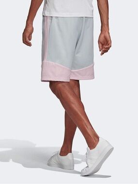 adidas Men’s Athletic Shorts in Light Gray with Pink Paneling